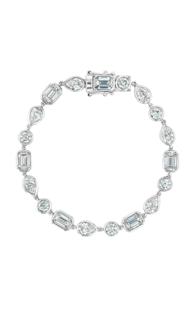 Mixed Form Tennis Bracelet White Gold