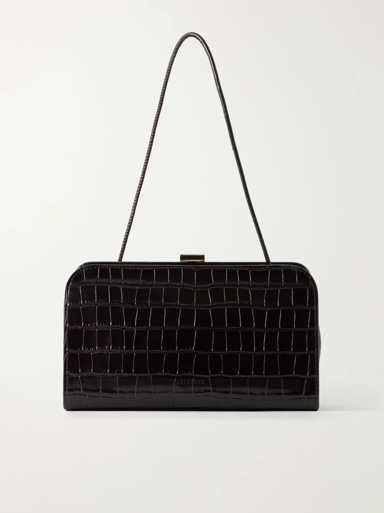 Zella croc-effect leather clutch