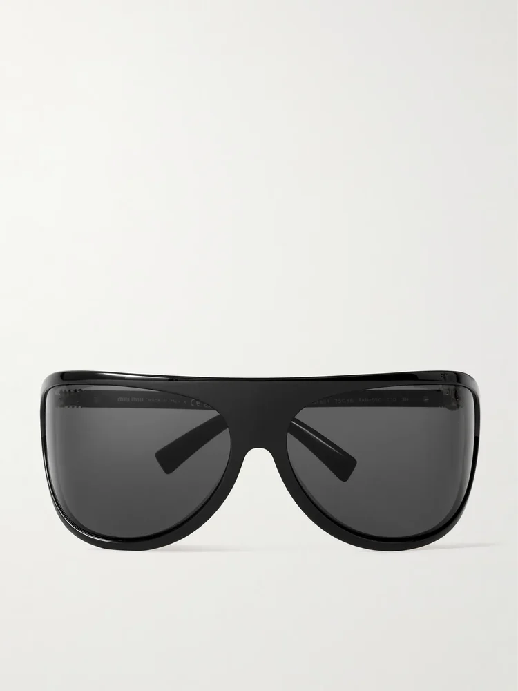 Miu Miu Oversized D-Frame Acetate Sunglasses in Black