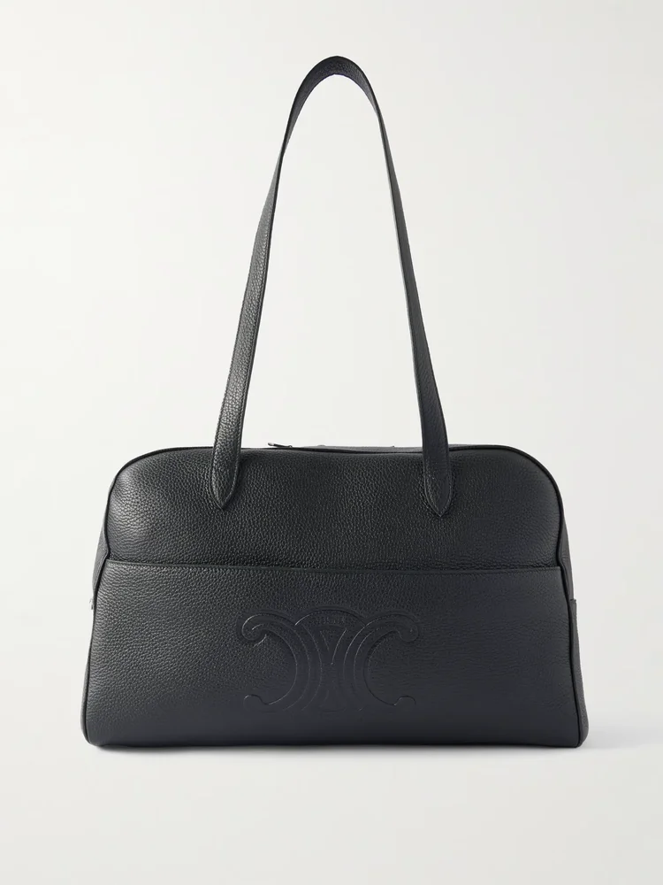 Logo-Debossed Full-Grain Leather Duffle Bag