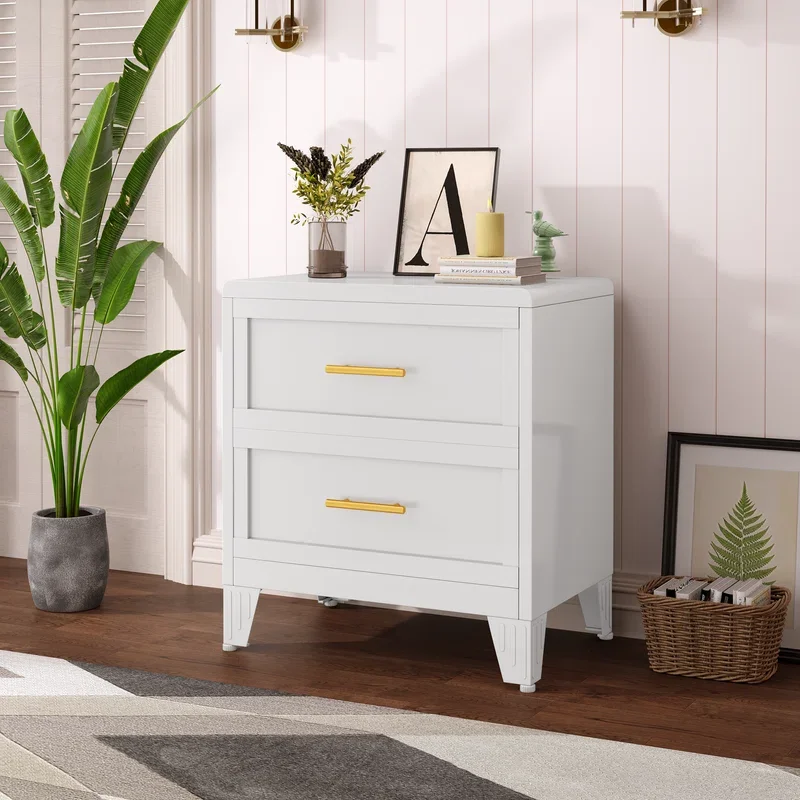 Metal White 5 Drawer Nightstand
