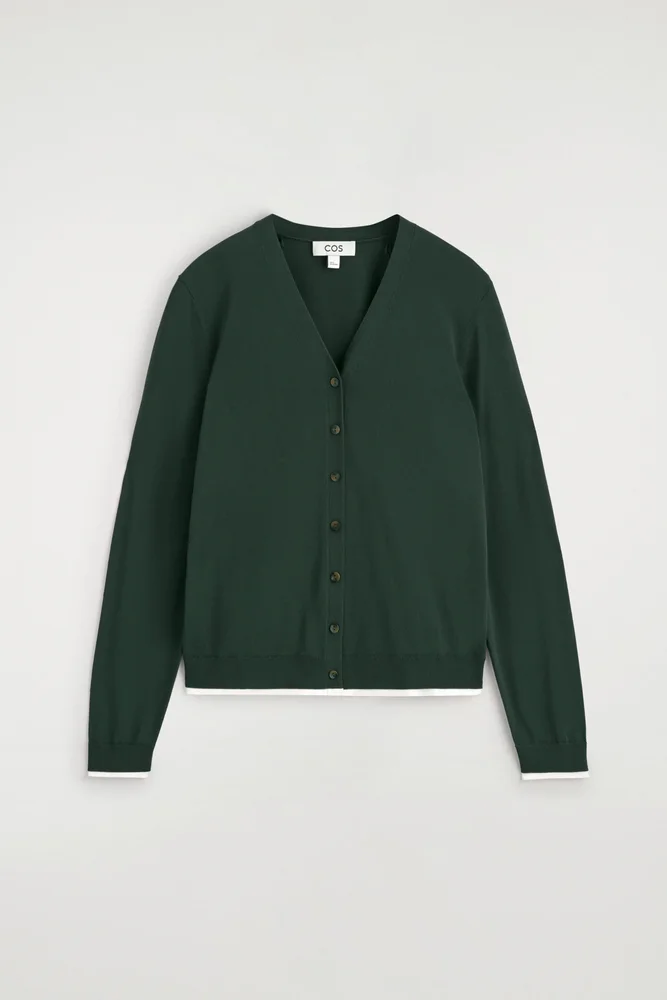 Layered-detail Knitted V-neck Cardigan