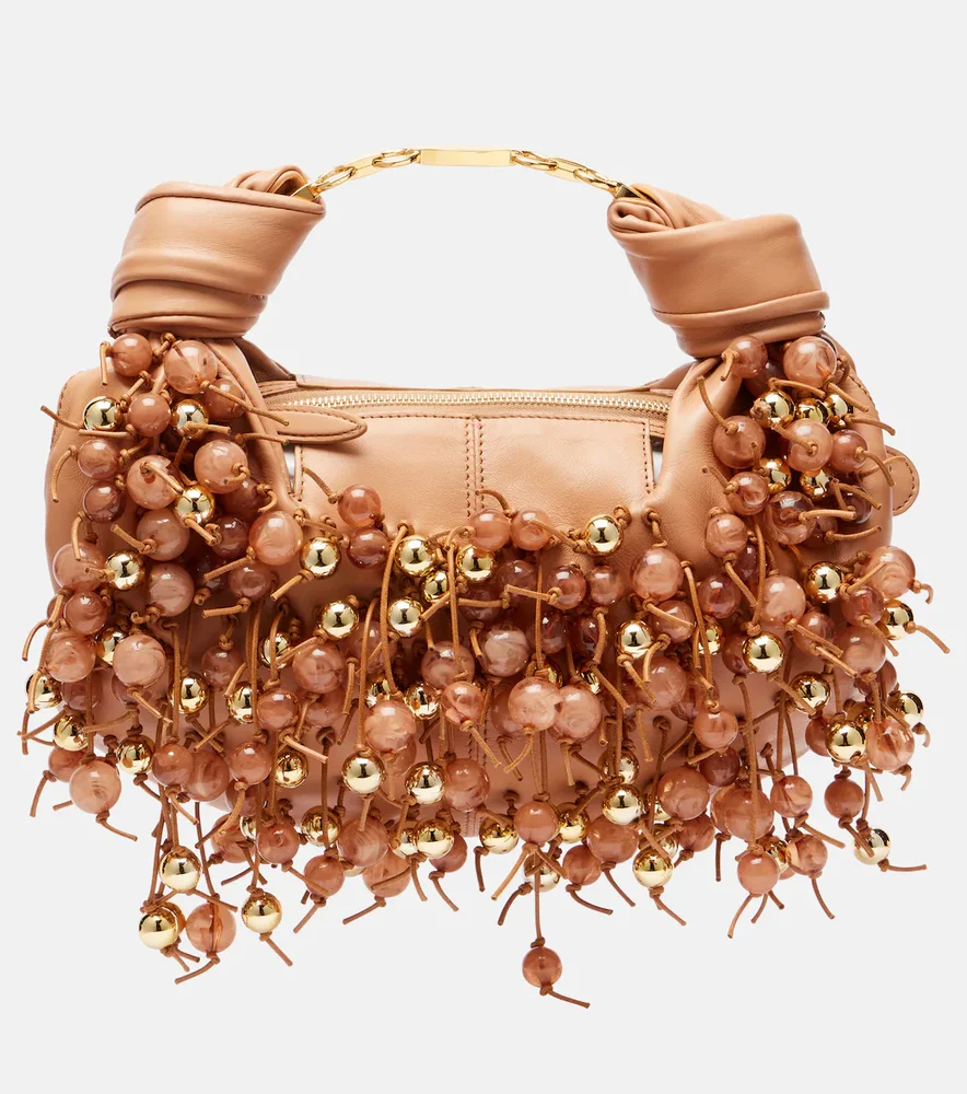Foam beaded leather shoulder bag