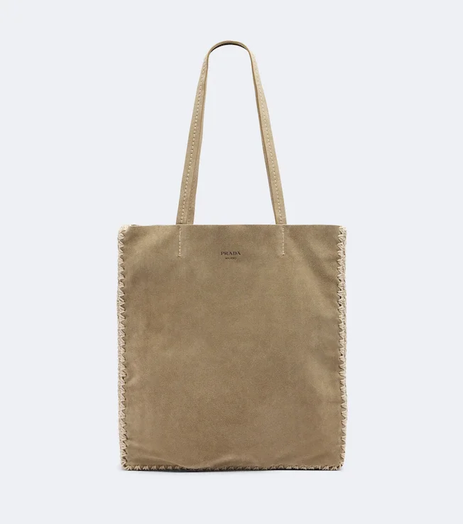 Large crochet suede shopper