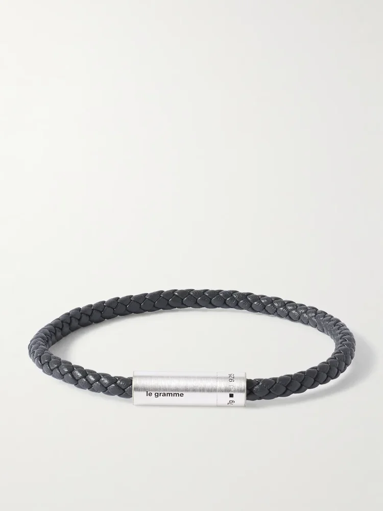 7g Sterling Silver and Leather Cable Bracelet
