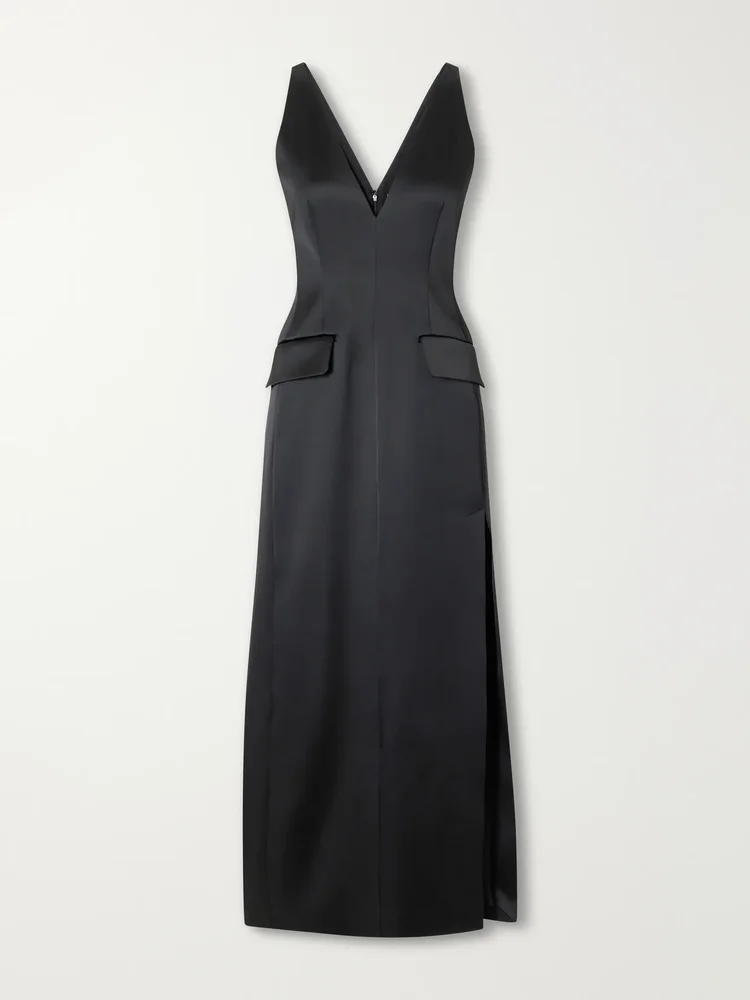 Extra darted stretch-satin midi dress