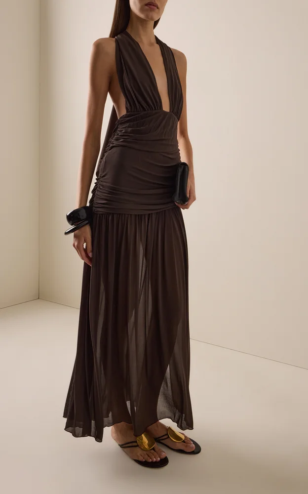Jean Pleated Jersey Maxi Dress