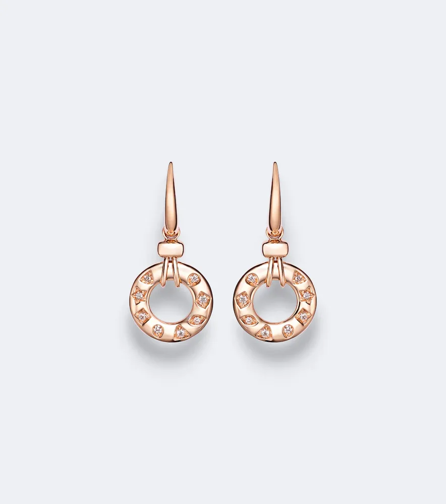 Iconica 18kt rose gold hoop earrings with diamonds