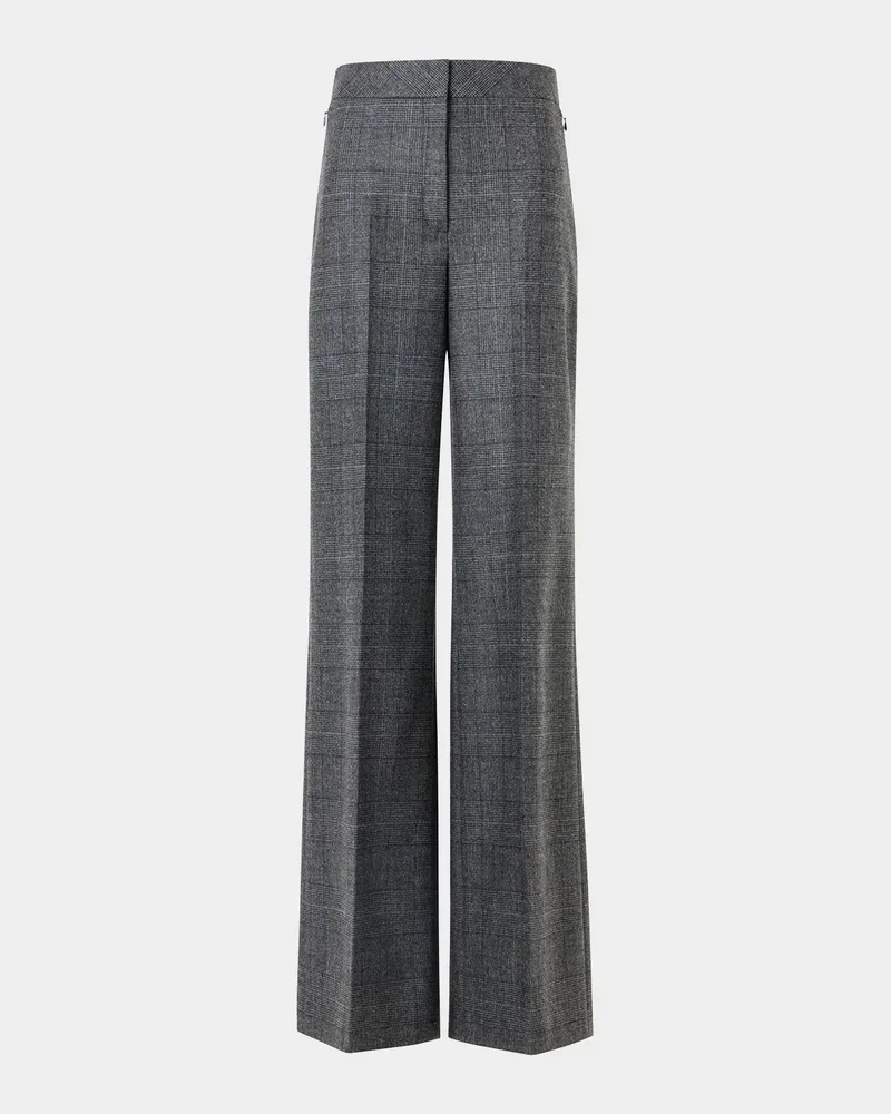 Fior Prince of Whales Wool Flannel Wide-Leg Pants