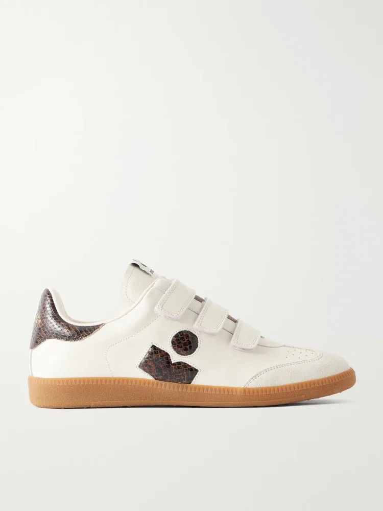 Beth leather-trimmed suede sneakers