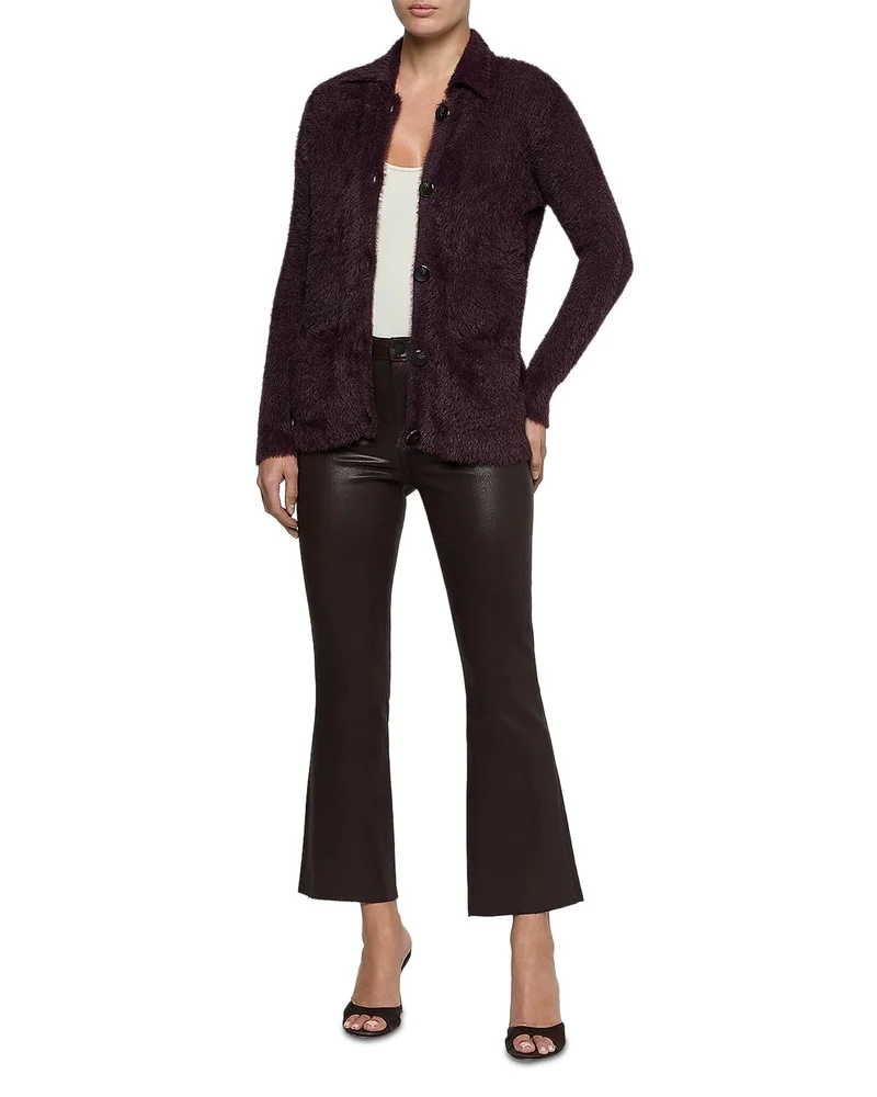 Mist Fuzzy Collared Cardigan