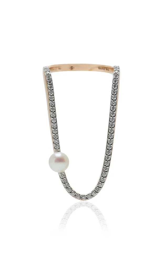 Aurora 18K Rose Gold Pearl, Diamond Ring