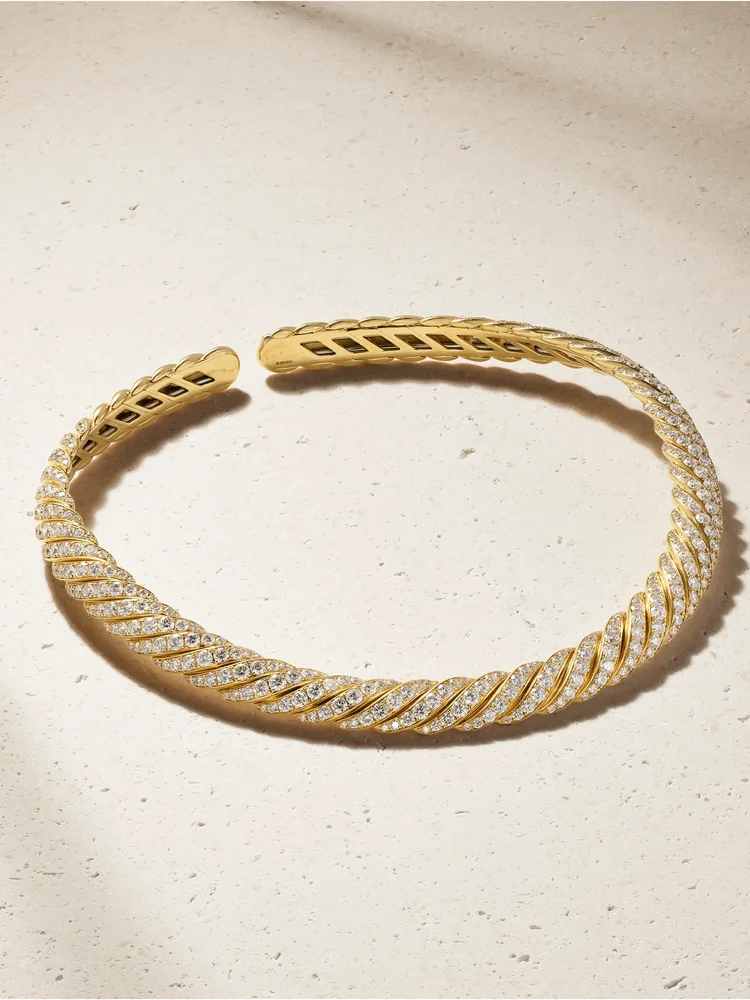 Sculpted Cable 18-karat gold diamond necklace
