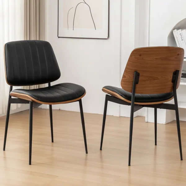 Orise Modern Upholstered Dining Chairs With Walnut Bentwood (Set of 2)