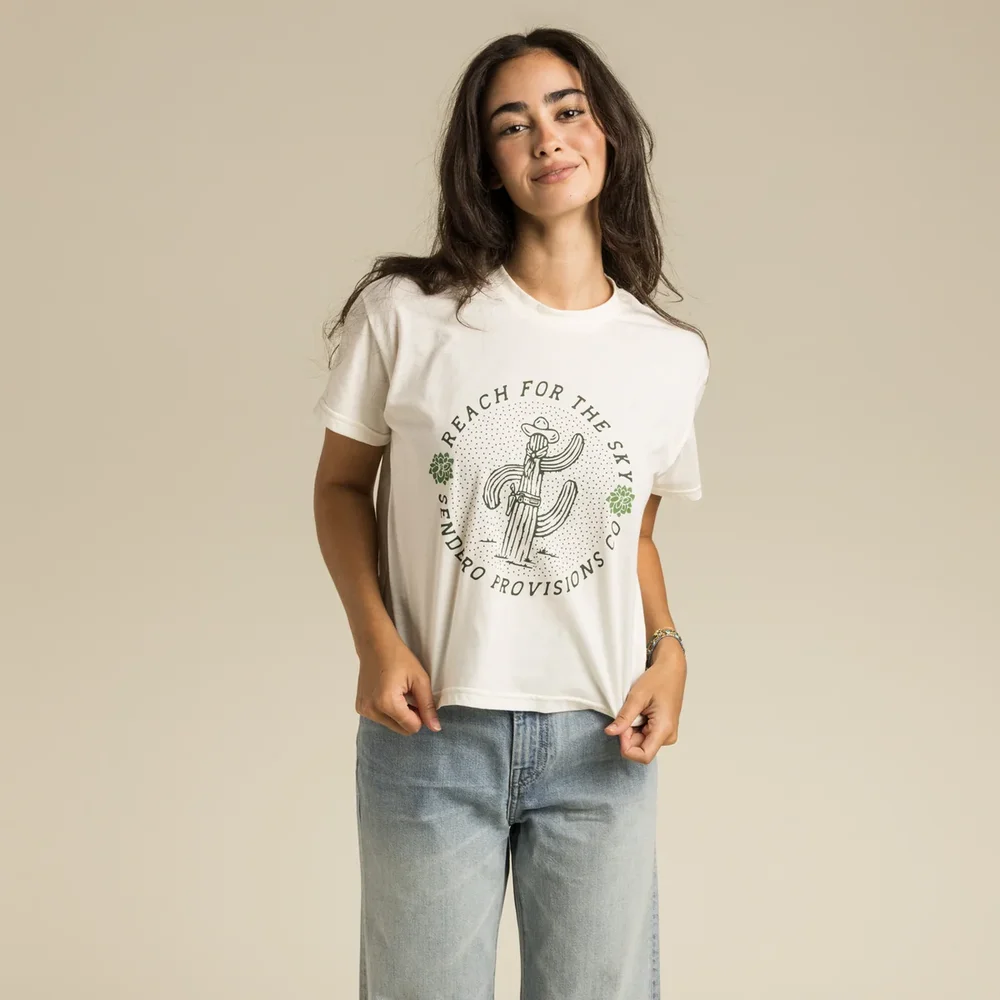 Reach For The Sky Women's Boxy Tee - Vintage White