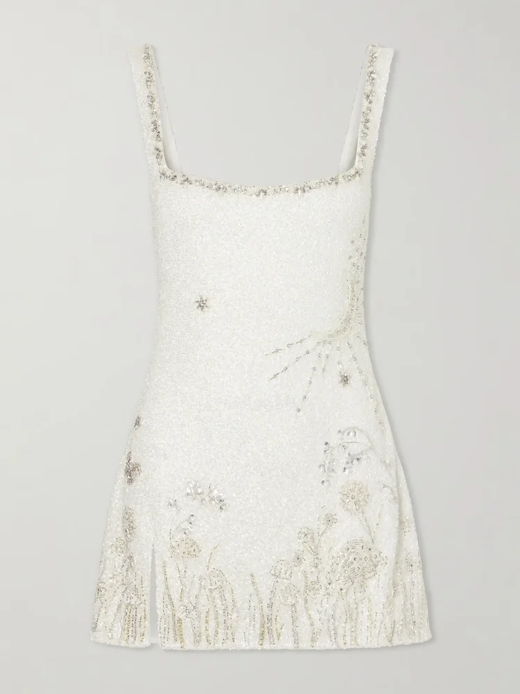 Wildflower crystal-embellished satin mini dress