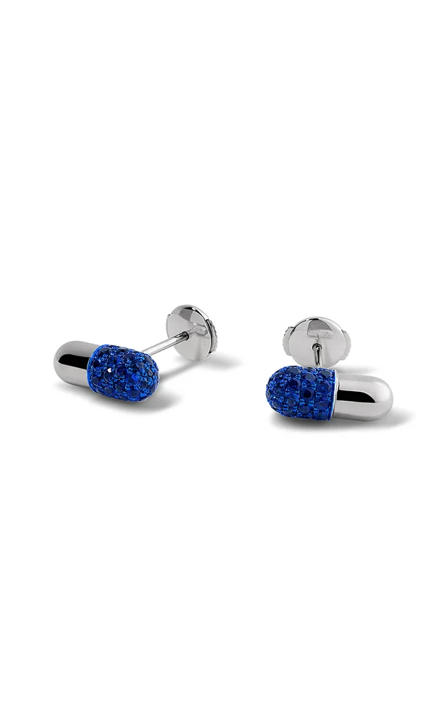 Pill 18K White Gold Sapphire Earrings