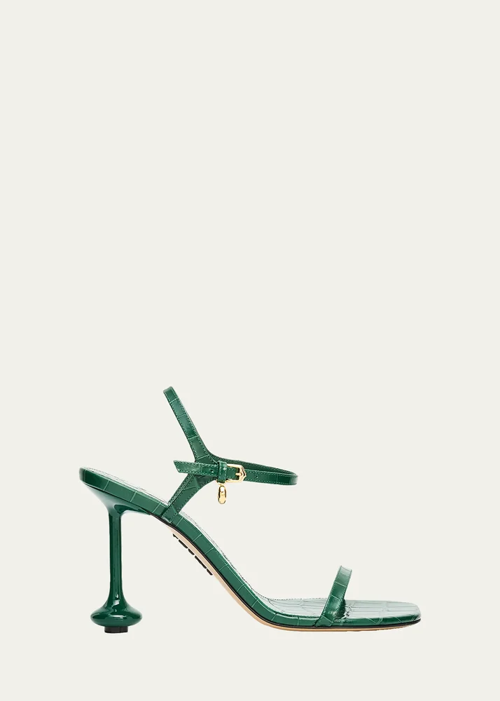 90mm Toy Croc-Embossed Leather Sandals