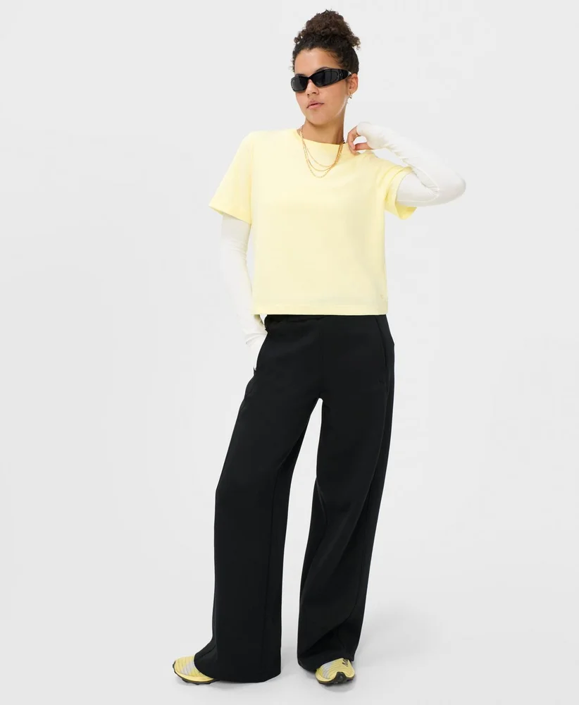 Textured Pique Wide Leg Pants