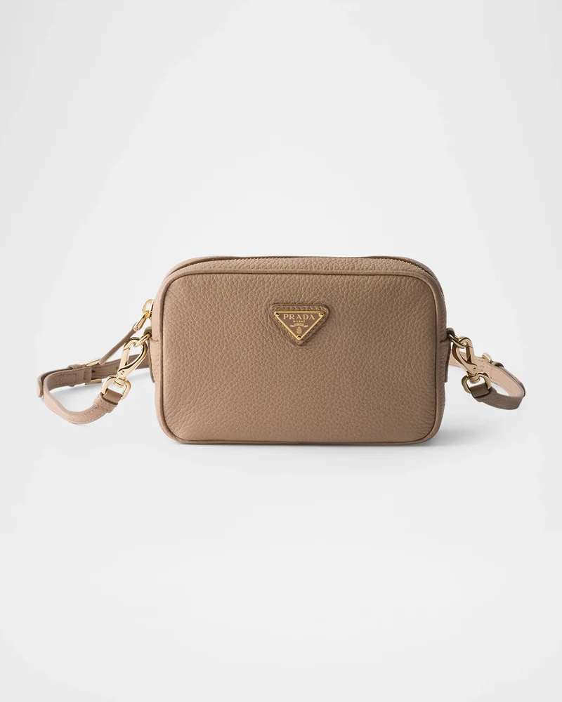 Triangle Logo Leather Mini Crossbody Bag