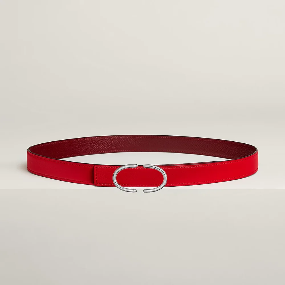 Cache-Cac'H belt buckle & Reversible leather strap 24 mm, Red