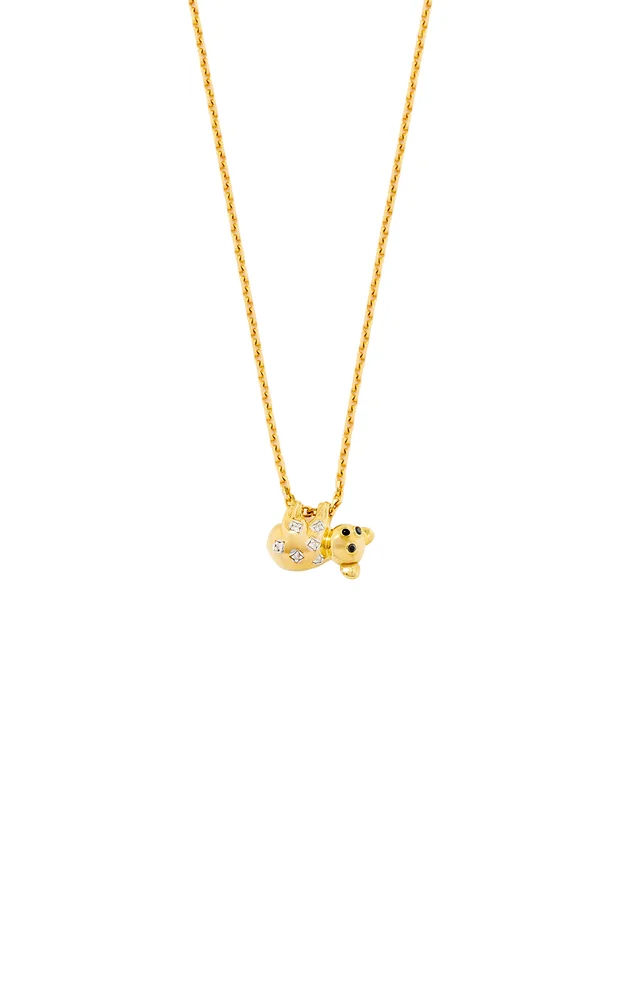 Koala 9K Yellow Gold Diamond And Enamel Necklace