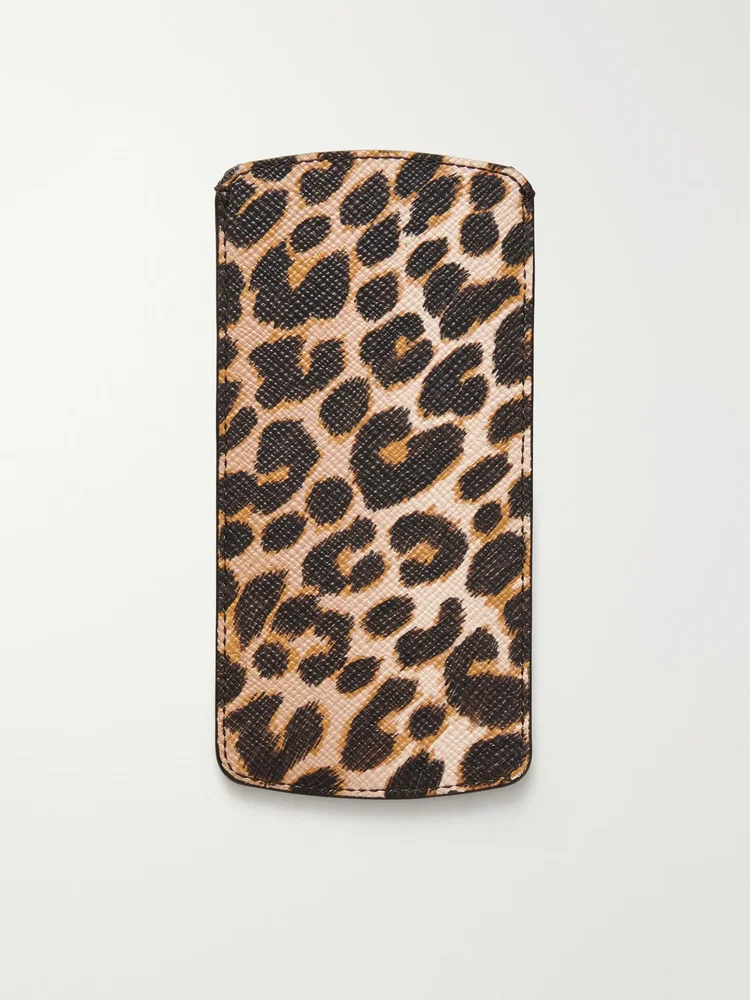 Panama leopard-print leather glasses case