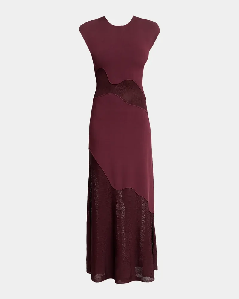 Maissa Cap-Sleeve Abstract Paneled Maxi Dress
