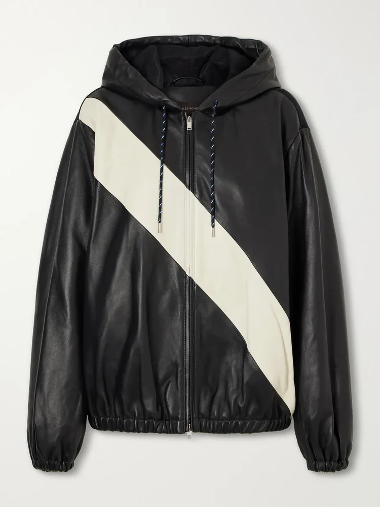 Vista striped leather jacket