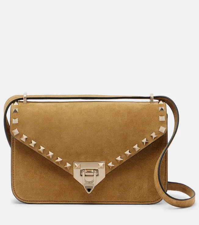 Rockstud Small suede shoulder bag
