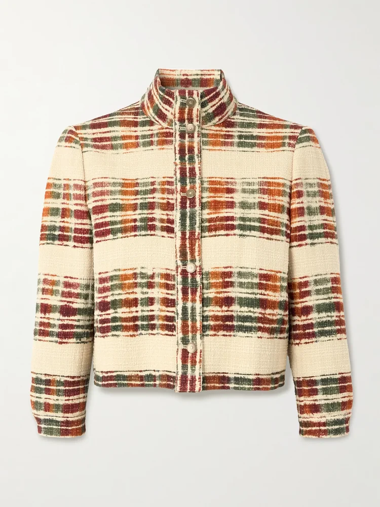Striped wool-bouclé jacket