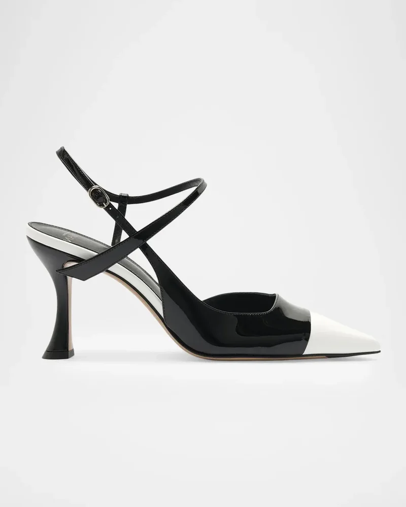 85mm Tita Wrap Patent Leather Cap-Toe Pumps