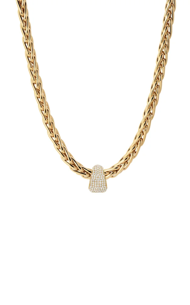 14K Yellow Gold Stellar Pavé Diamond XL Big Bead Necklace