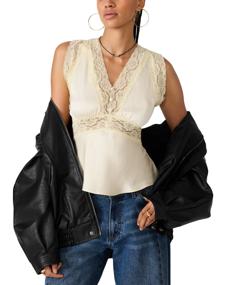Elinor Sleeveless Lace Trim Top