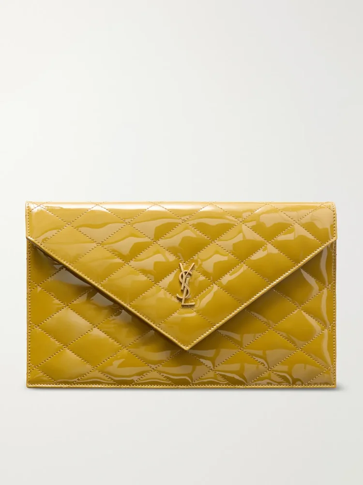 Paris Matelassé patent-leather clutch