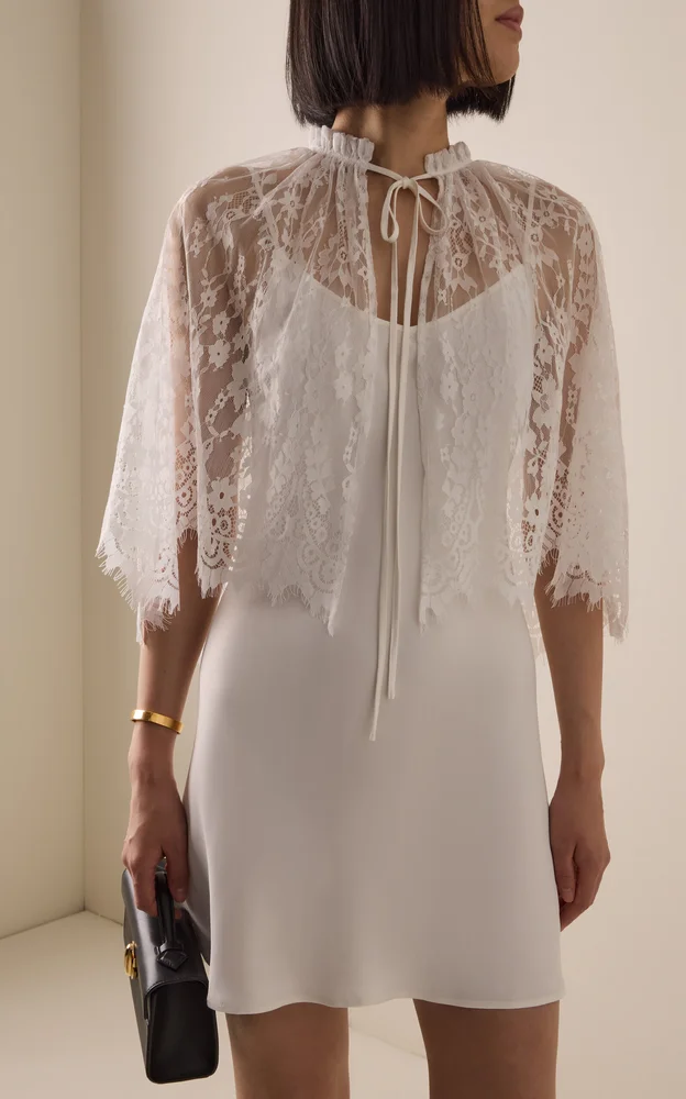 Exclusive Charmed Lace Cape and Mini Satin Slip Dress