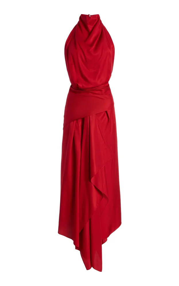 Exclusive The Marin Draped Twill Midi Scarf Dress
