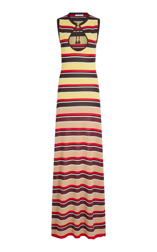 Striped Keyhole Maxi Dress