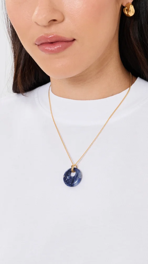 Lapis Pendant Rope Chain Necklace