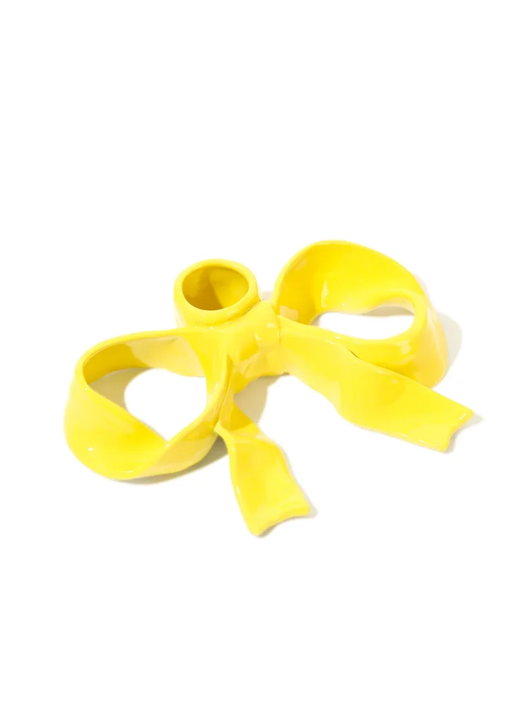 BowKnot Candle Holder, Butter Yellow