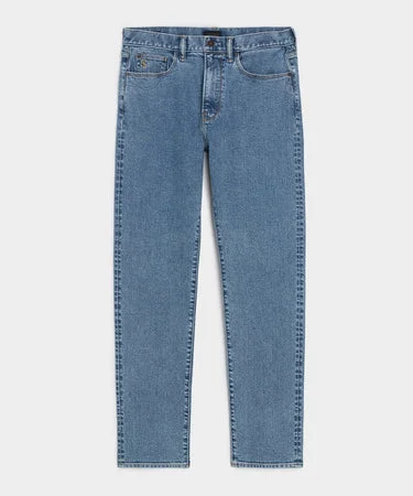 High-Rise Slim Stretch Jean in Washed Blue