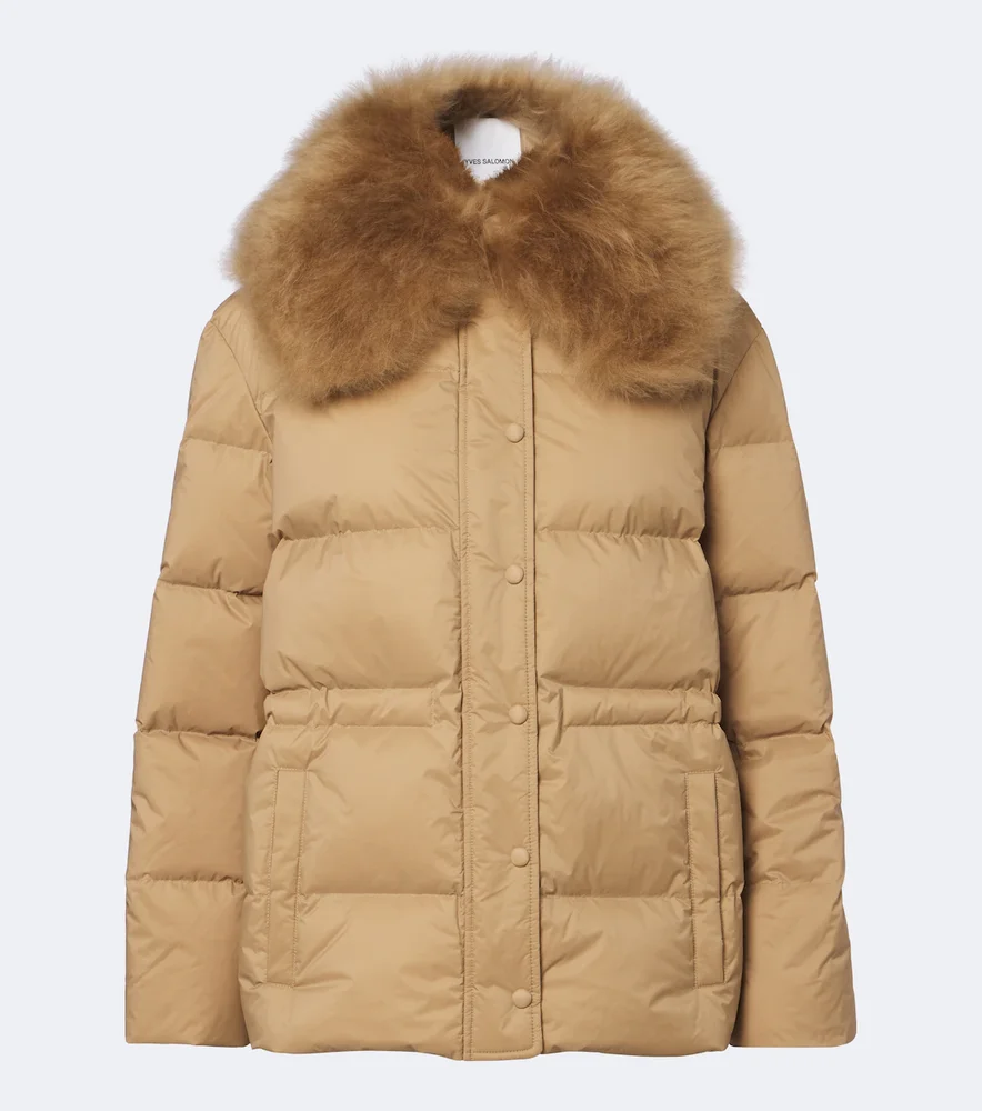 Shearling-trimmed down jacket