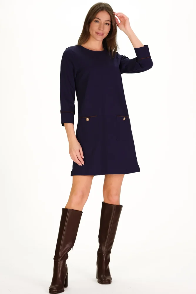 Caitlyn Dress in Navy Ponte