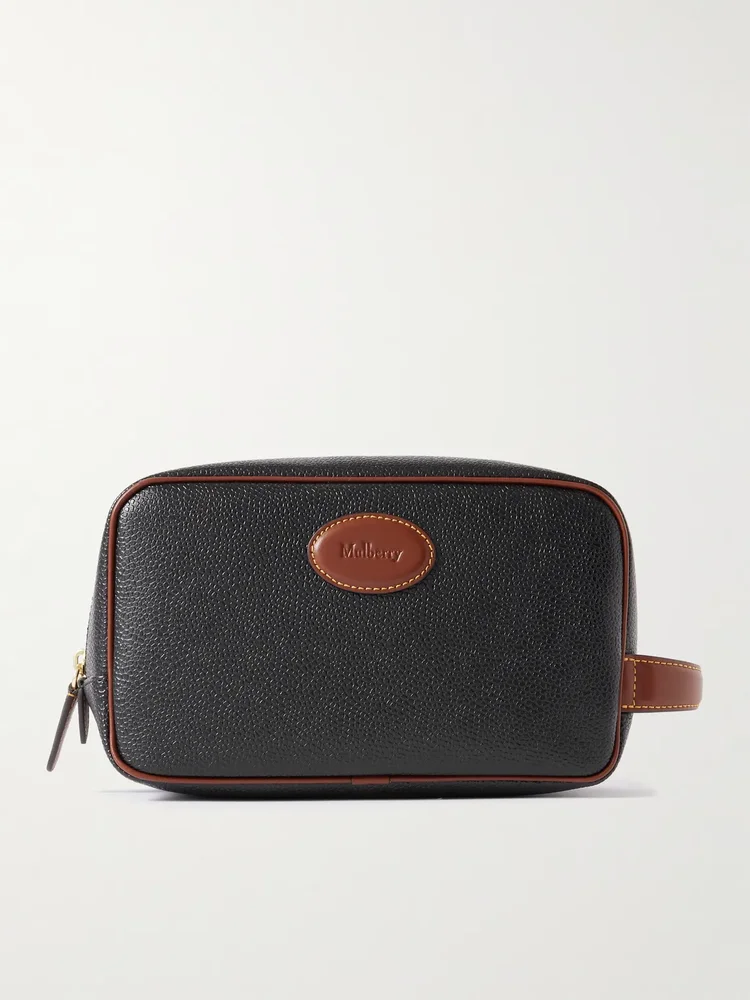 Leather-Trimmed BioVeg Scotchgrain Wash Bag
