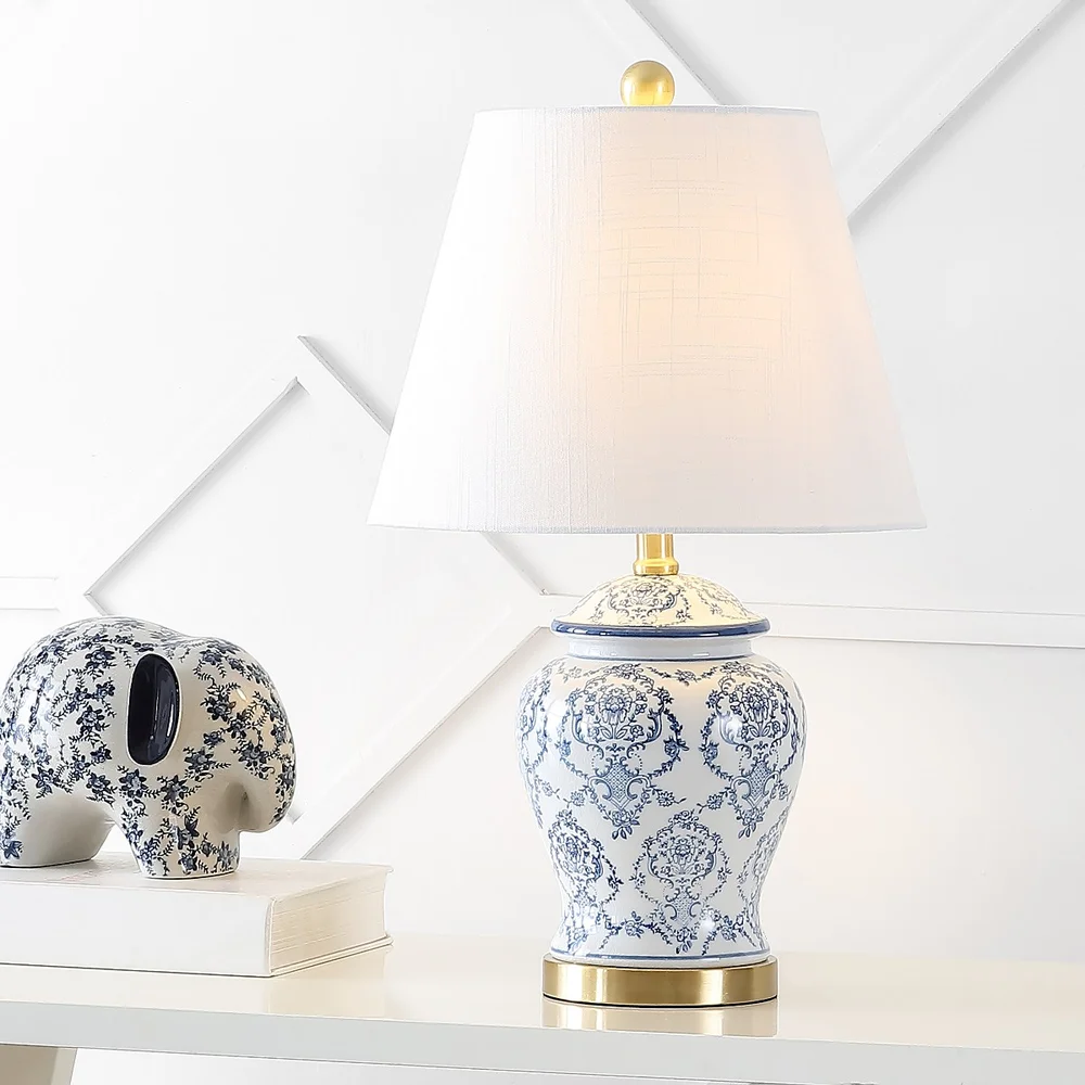 Juliana 22.25" Traditional Chinoiserie Ceramic LED Table Lamp