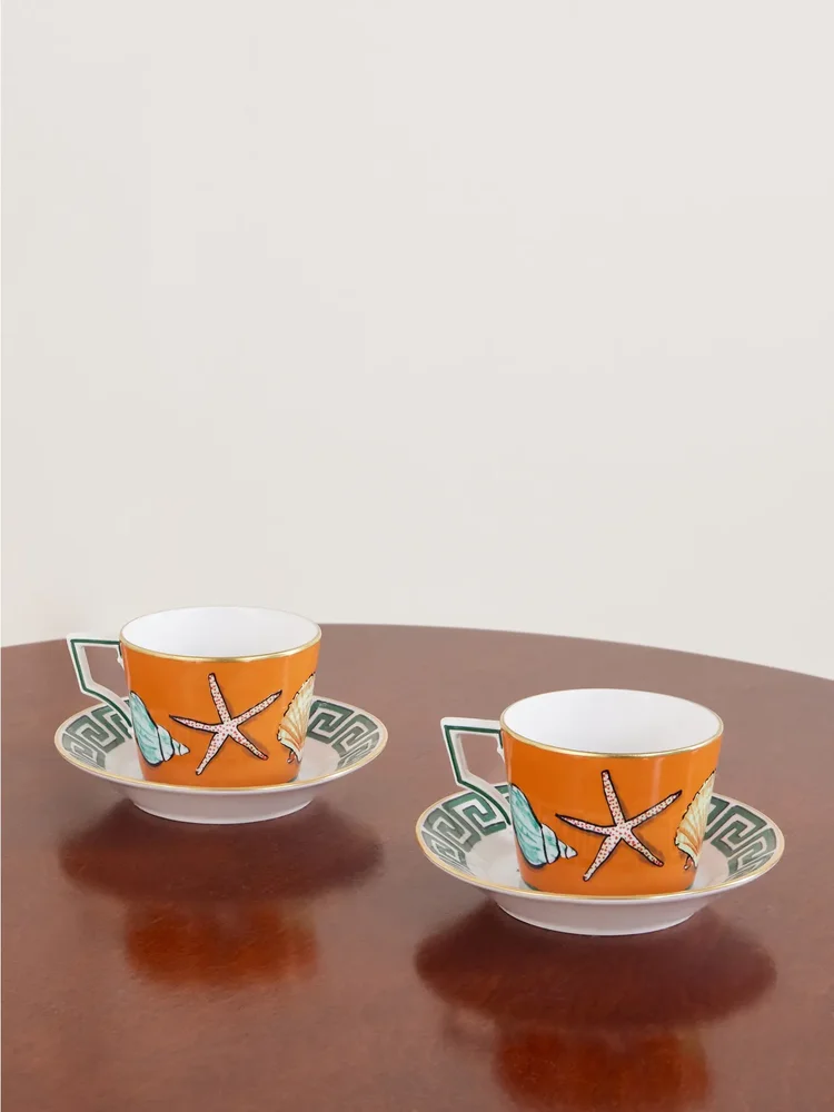 Il Viaggio di Nettuno printed porcelain teacup and saucers