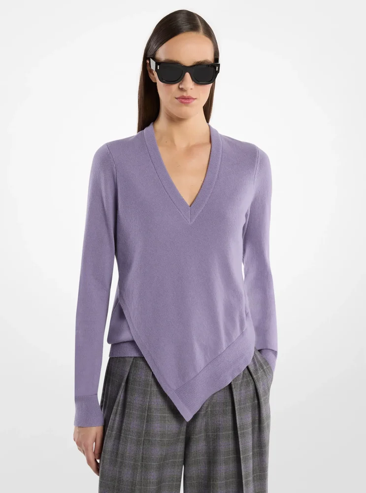 Cashmere V-Neck Asymmetric Sweater