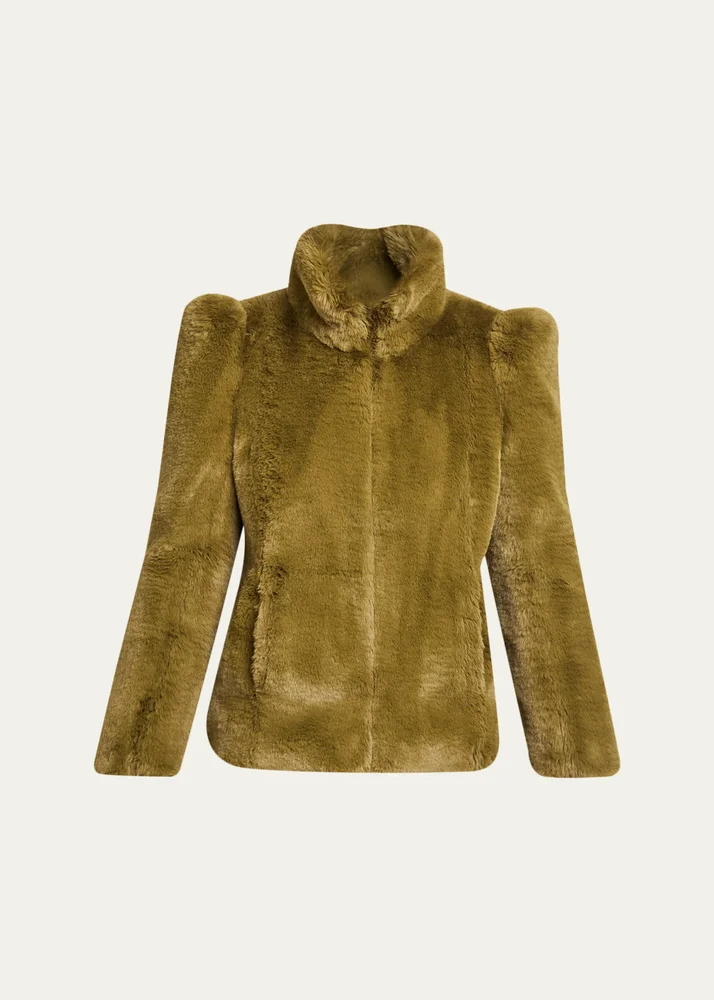 High Neck Faux Fur Jacket
