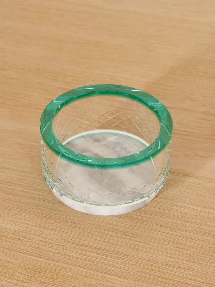 Gallant crystal and natural onyx nut bowl