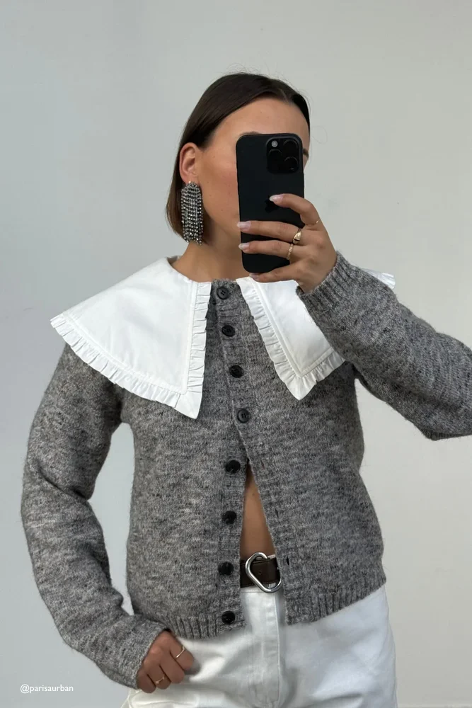 Inez Knit Cardigan Grey Marle